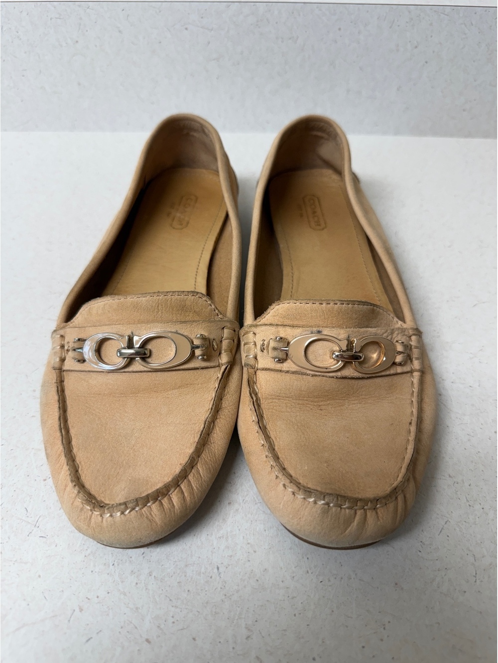 Coach “Fortunata” Tan Leather Loafers